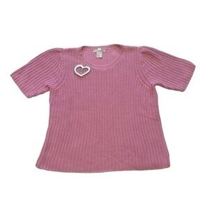 REQUIREMENTS PINK HEART CHUNKY KNIT SHORT SLEEVE SWEATSHIRT, SIZE XL